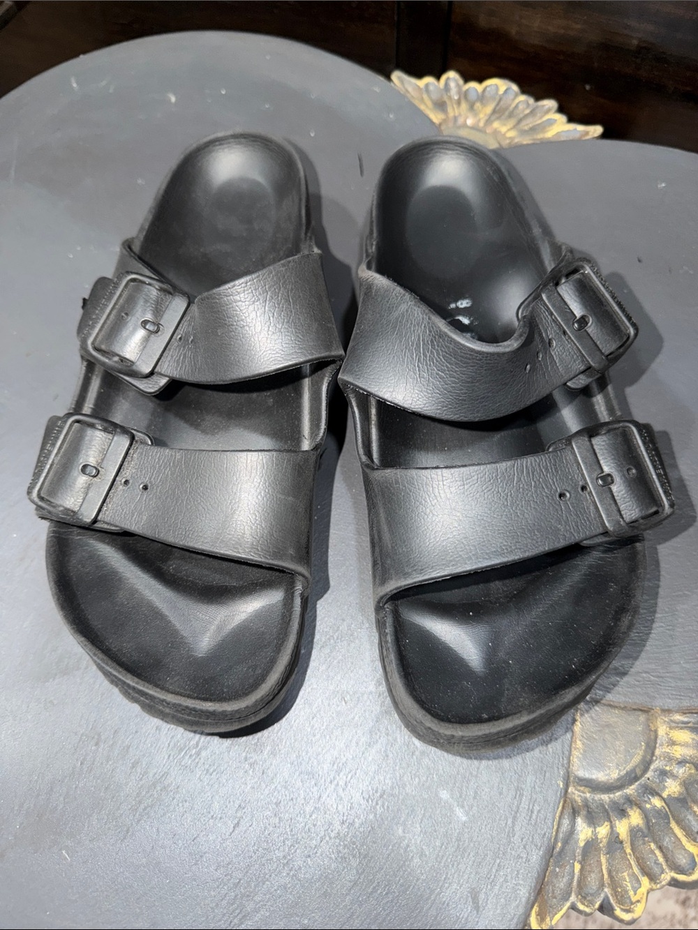 Black Double-Strap Slide Sandals Birkenstock Classic Casual